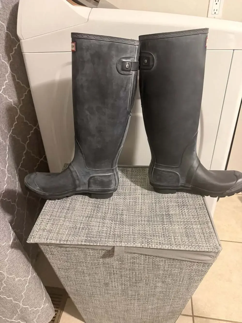 Hunter Original Tall Matte Rain Boots Dark Slate Gray Size US 9
